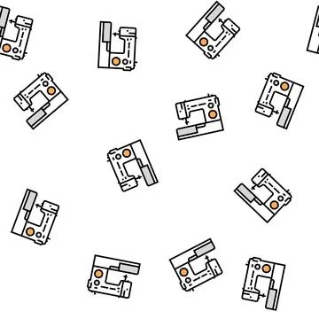 Sewing machine vector seamless pattern Stock Illustration