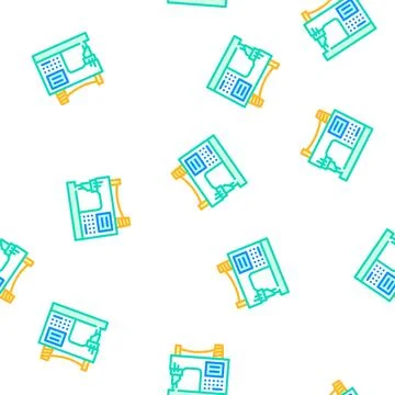 Sewing machine vector seamless pattern Stock Illustration