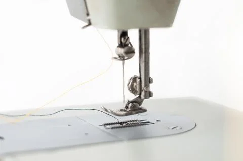 Sewing machine on white background Stock Photos