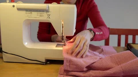 Sewing machine at work Stock Footage 22037548