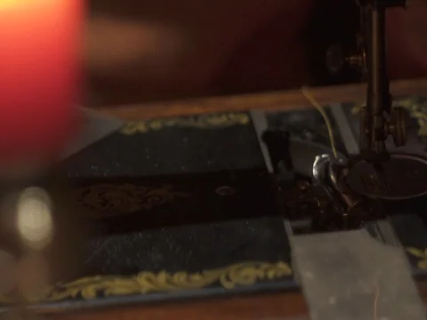 Sewing machine at work Stock Footage 77129553