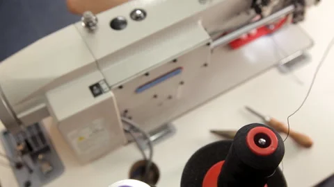 Sewing machine, working in the production shop Stock-Footage 88834377