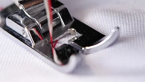 Sewing machine zigzag stitch scribbling. Close up. Slow motion Stock Footage 69958573