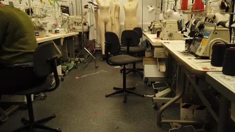 Sewing Machines On The Tables Stock-Footage 131045867