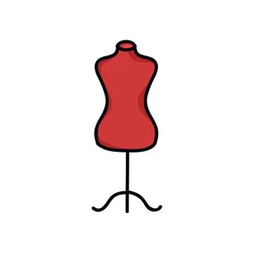 Sewing mannequin doodle icon, vector color illustration Stock Illustration