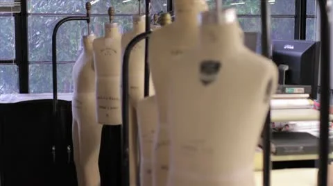 Sewing Mannequin Rack Focus 2 Stock Footage 9262813