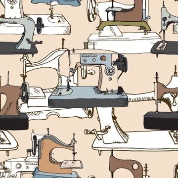 Sewing mashines, seamless pattern Stock Illustration