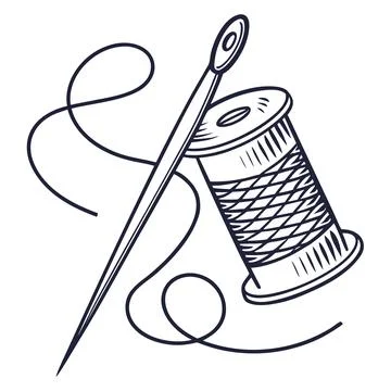 Sewing Needle and Thread Icon Fashion Vector Isolated on White Stock Illustration