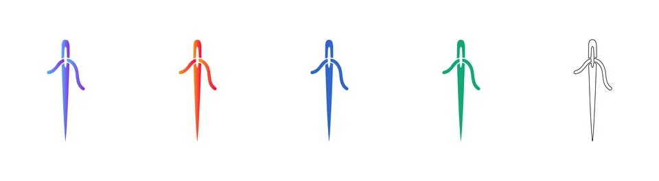 Sewing Needle and Thread Icon Illustration Stock Illustration