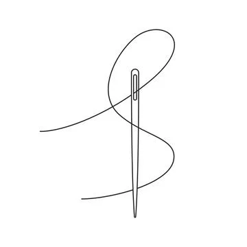 Sewing Needle And Thread Outline Vector Illustration 스톡 일러스트