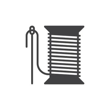 Sewing needle and thread reel icon vector, filled flat sign, solid pictogram 스톡 일러스트