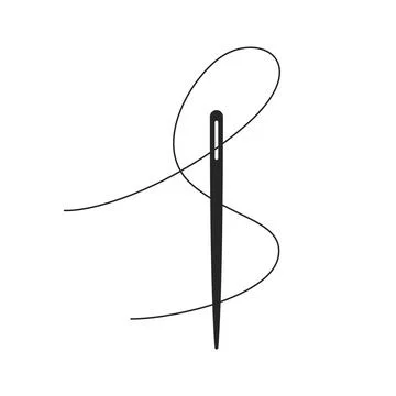 Sewing Needle And Thread Silhouette Vector Illustration Stock Illustration