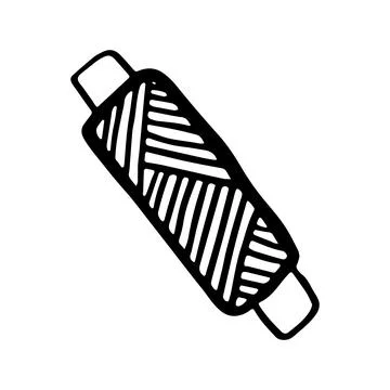 Sewing Needle and Thread Spool. Silhouette icon vector doodle Illustrazione stock