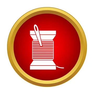 Sewing needle and thread spool icon designing craft Stock Illustration