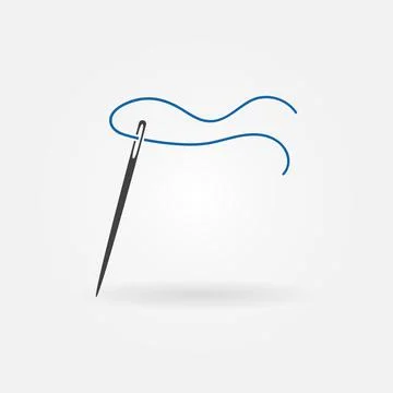 Sewing Needle with blue Thread vector Handicraft concept icon Illustrazione stock