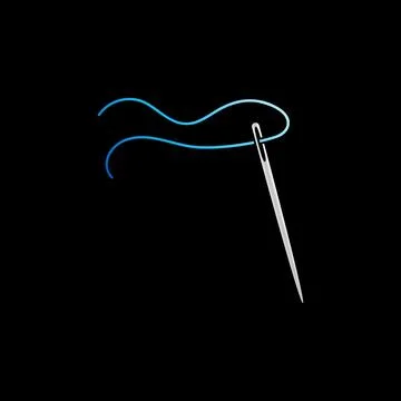 Sewing Needle with Blue Thread vector colored icon. Handicraft concept symbol Illustrazione stock