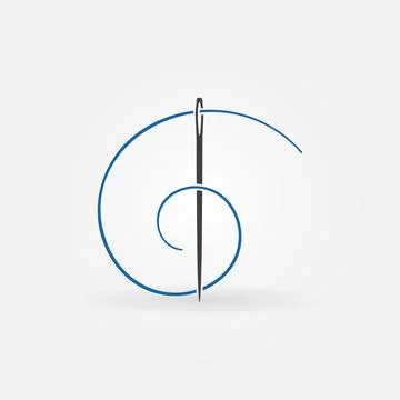 Sewing Needle with Blue Thread vector icon. Handicraft symbol Illustrazione stock