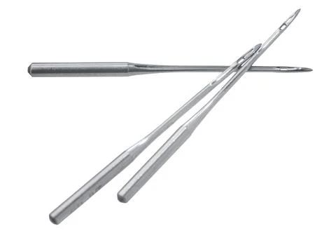 Sewing needle close-up on white isolated Stock Photos