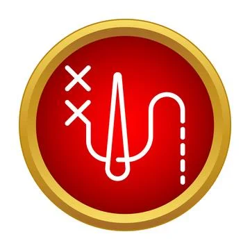 Sewing needle creating stitches with thread icon Ilustración de archivo