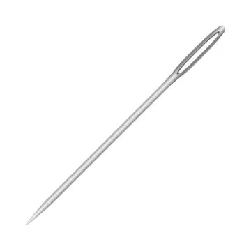 Sewing needle for hand-sewing, with pointed tip and round hole to hold thread Stock Illustration