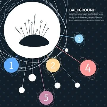 Sewing Needle icon with the background to the point and with infographic styl Stock Illustration