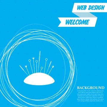 Sewing Needle icon on a blue background with abstract circles around and plac イラスト素材