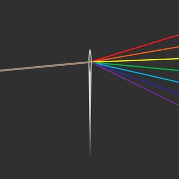 Sewing needle with rainbow thread icon. Vector isolated illustration Stock Illustration