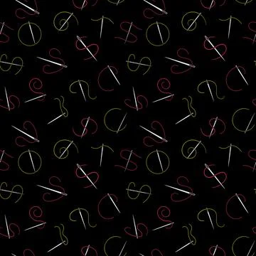Sewing Needle simple vector seamless pattern. Handicraft background Illustrazione stock