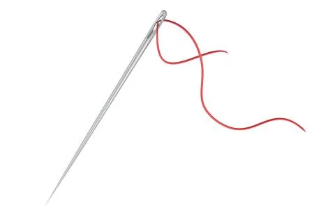 Sewing Needle with Thread, 3D rendering Stock Illustration