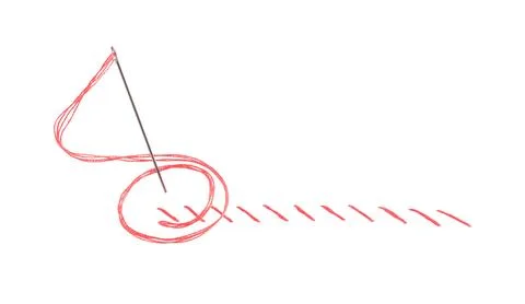 Sewing needle with thread and stitches isolated on white Foto stock