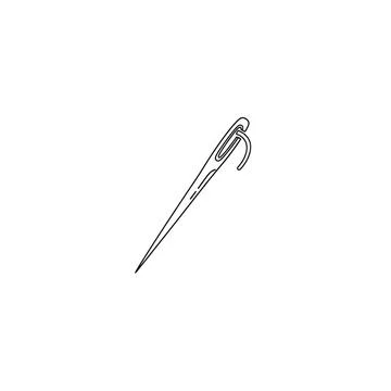 Sewing needle with thread craft tool line art icon illustration Stock Illustration