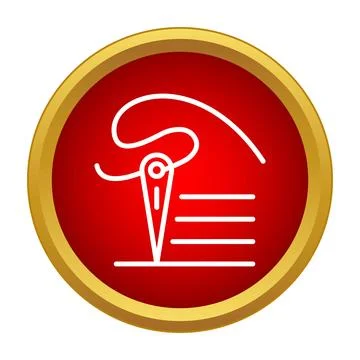 Sewing needle with thread creating stitch line icon Stock Illustration