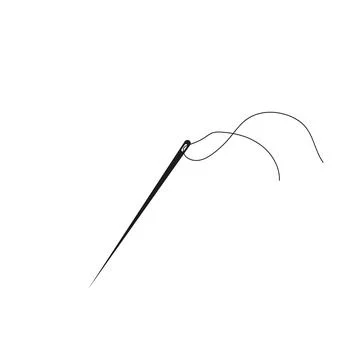 Sewing needle with thread glyph icon. Silhouette symbol. Tailoring. Negative  Stock Illustration