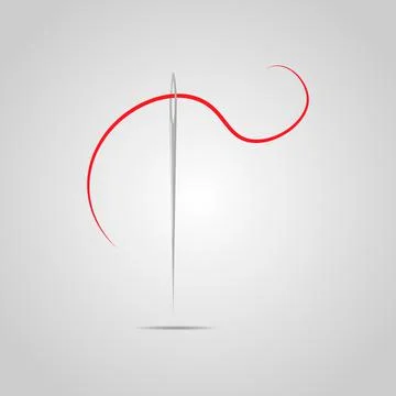 Sewing needle with thread. Hand Sewing element Stock Illustration