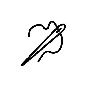 Sewing needle with thread linear icon. Thin line illustration. Tailoring. C.. Stock Illustration