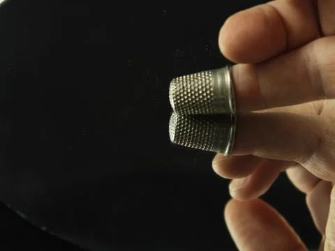 Sewing Needle thread scissors thimble tailor buttons Stock Photos