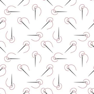 Sewing Needle with Thread vector Handicraft geometric seamless pattern Stock Illustration