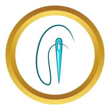 Sewing needle with thread vector icon Stock Illustration