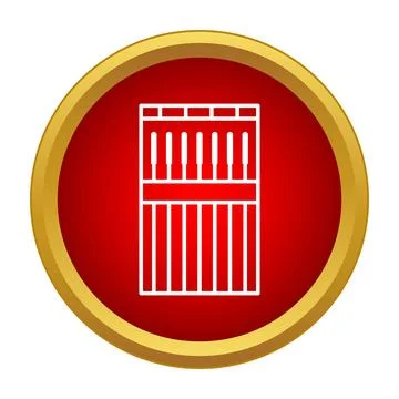 Sewing needles set icon in red golden circle Stock Illustration