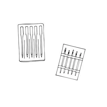 Sewing needles set in a pack. Tailoring. Pack of Needles for Sewing machine.. Stock Illustration