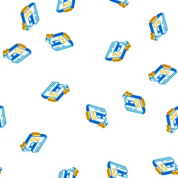 Sewing occupation isometric icon seamless pattern 스톡 일러스트