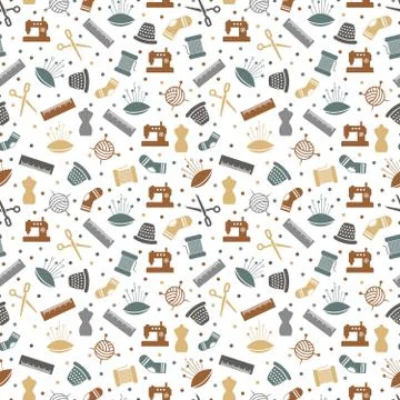 Sewing or knitting seamless pattern design Stock Illustration