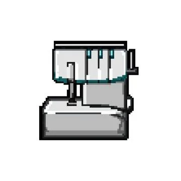 Sewing overlock pixel art vector illustration Stock Illustration