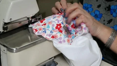 Sewing panties on a sewing machine close-up. Stock Footage 197552438
