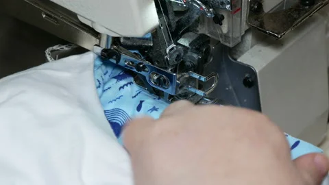 Sewing panties on a sewing machine close-up. Stock Footage 197552613