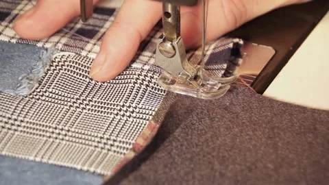 Sewing a patchwork Square Stock Footage 148591388