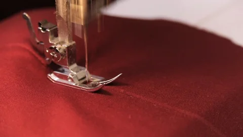Sewing pieces of doeskin together with sewing machine Stock Footage 122206360