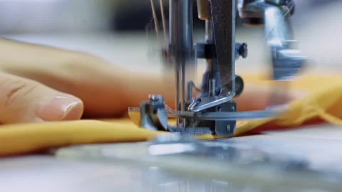 Sewing process. Sewing machine. Needle. Close up Video stock 209186566