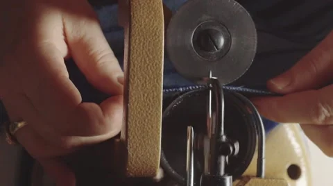 Sewing Process - Women's hands behind her sewing Stock-Footage 61523731