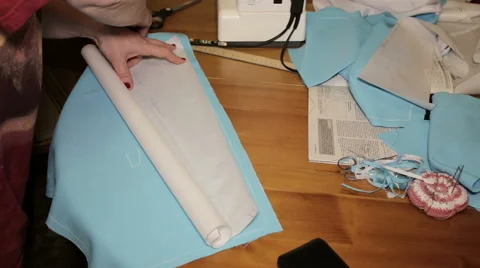 Sewing Process: working with pattern Stock Footage 56138744